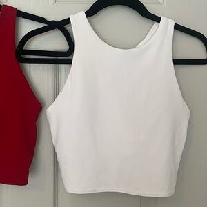 White, high neck, cropped Athleta top
